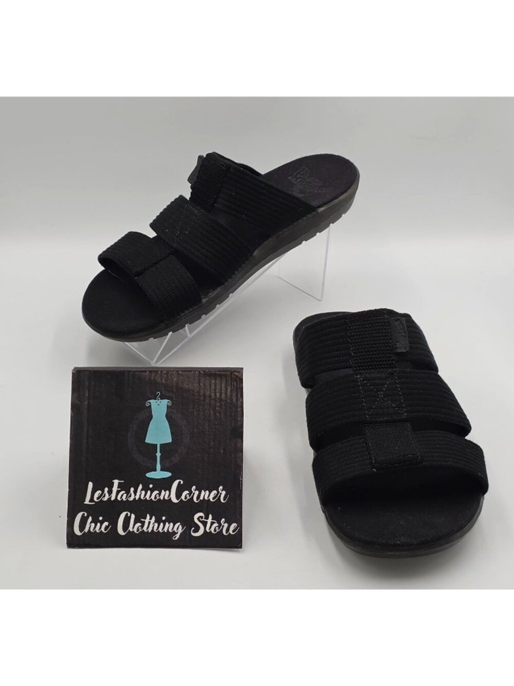 Dr. Martens Womens Black Triple-Strap Slide Lightweight Sandals Sz 10 Men 9 3835
